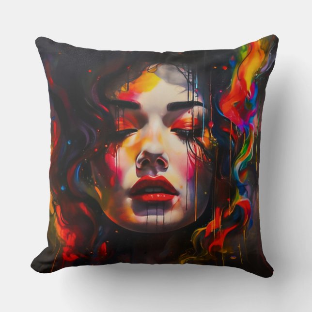 Vet surrealistisch portret kussen (Voorkant)