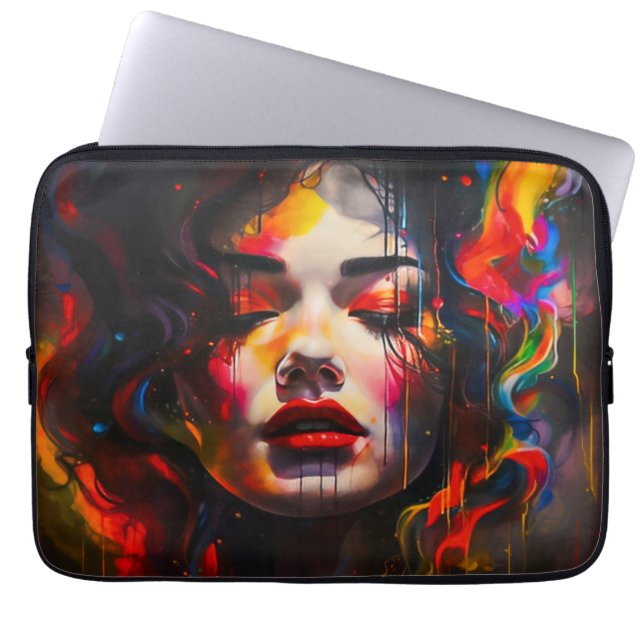 Vet surrealistisch portret laptop sleeve (Voorkant)