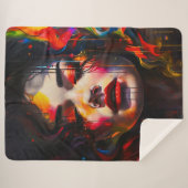 Vet surrealistisch portret sherpa deken (Voorkant (horizontaal))