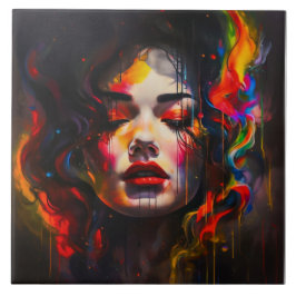 Vet surrealistisch portret tegeltje