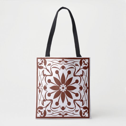 Vet Symmetrisch Bloempatroon Canvas tas (Voorkant)