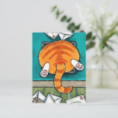 Vet Tabby Cat Stuck in Cat Flap Briefkaart (Staand voorkant)