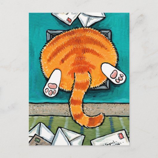 Vet Tabby Cat Stuck in Cat Flap Briefkaart (Voorkant)