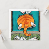 Vet Tabby Cat Stuck in Cat Flap Kaart (Voorkant / Achterkant in situ)