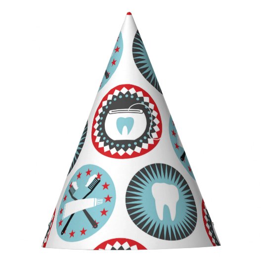 Vet tandheelkundig patroon - Tandheelkundige hygië Feesthoedjes (Voorkant)