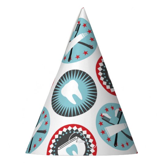 Vet tandheelkundig patroon - Tandheelkundige hygië Feesthoedjes (Links)