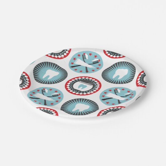 Vet tandheelkundig patroon - Tandheelkundige hygië Papieren Bordje (Gekanteld)