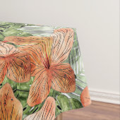 Vet Tangerine Tropische Bloemen Waterverf Graphic Tafelkleed (Voorbeeld)