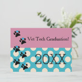 Vet Tech Afstuderen Roze en Blauw Kaart (Staand voorkant)
