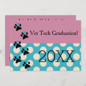 Vet Tech Afstuderen Roze en Blauw Kaart (Voorkant / Achterkant)