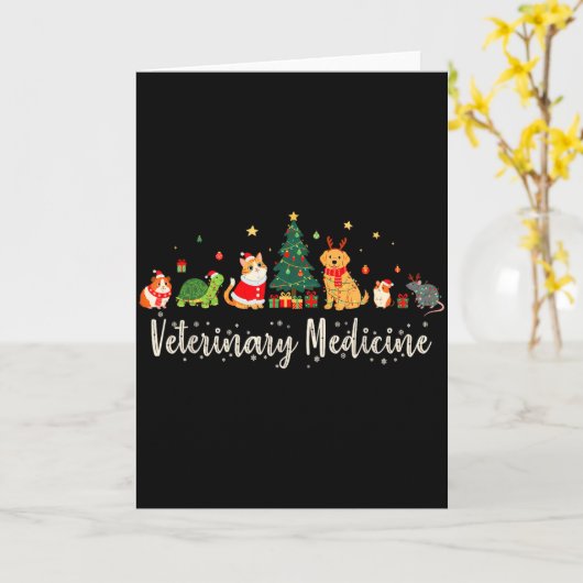 Vet Tech Animal Christmas Xmas Vibes Veterinary Me Kaart (Gele Bloem)