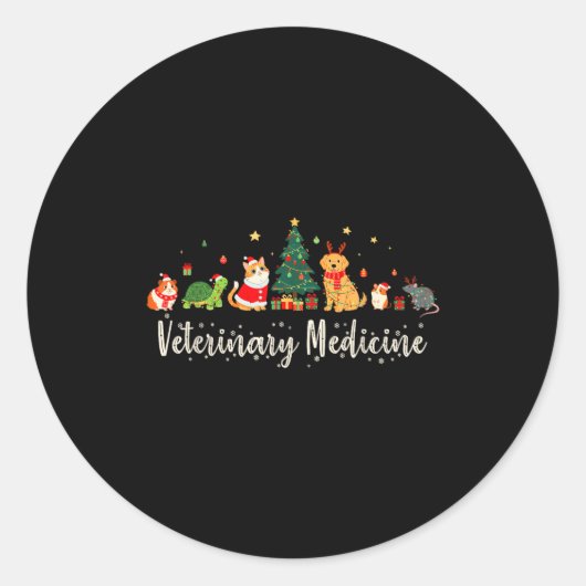 Vet Tech Animal Christmas Xmas Vibes Veterinary Me Ronde Sticker (Voorkant)