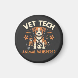 Vet Tech Animal Whisperer Cute Puppy Stethoscope Magneet