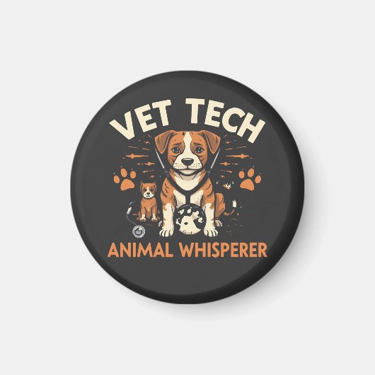 Vet Tech Animal Whisperer Cute Puppy Stethoscope Magneet (Voorkant)
