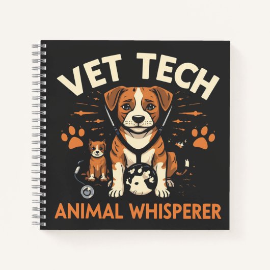 Vet Tech Animal Whisperer Cute Puppy Stethoscope Notitieboek (Voorkant)