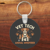 Vet Tech Animal Whisperer Cute Puppy Stethoscope Sleutelhanger (Voorkant)