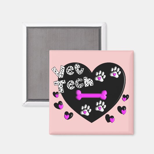 Vet Tech BLACK EN WITTE HARTEN Magneet (Voorkant / Achterkant)