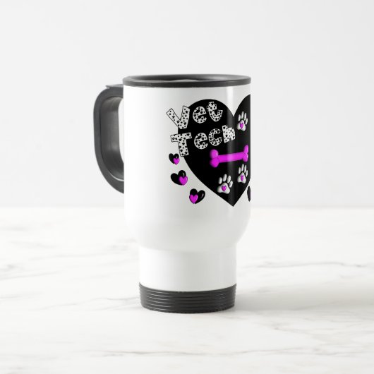 Vet Tech BLACK EN WITTE HARTEN Reisbeker (Voorkant links)