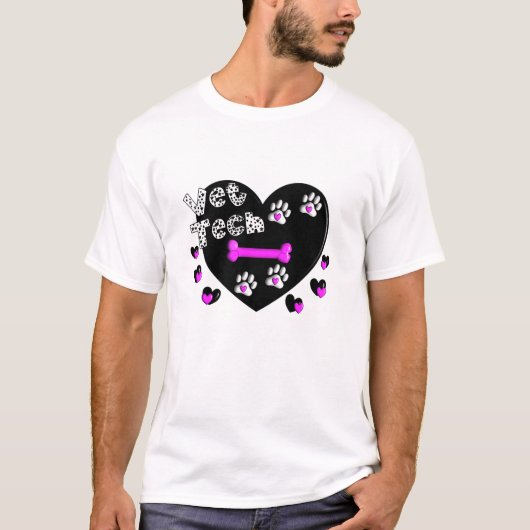 Vet Tech BLACK EN WITTE HARTEN T-shirt (Voorkant)
