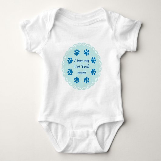 Vet Tech Blue Lace 8/Blue Paw Prints (Sjabloon) Romper (Voorkant)