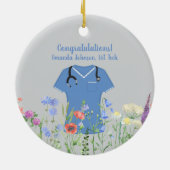 Vet Tech Blue Scrubs Keramisch Ornament (Achterkant)