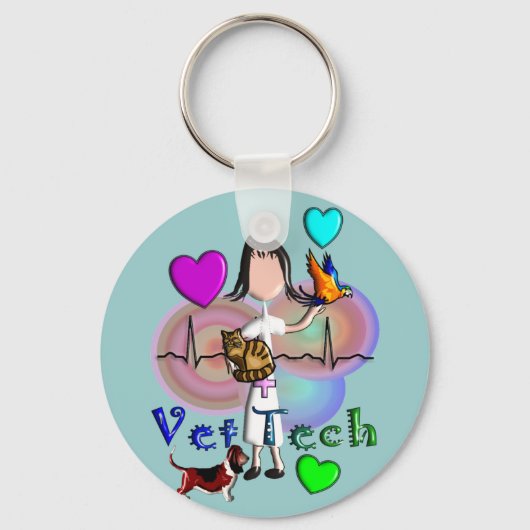 Vet Tech-cadeautjes unieke reliëfstijlafbeeldingen Sleutelhanger (Voorkant)