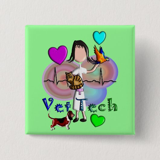 Vet Tech-cadeautjes unieke reliëfstijlafbeeldingen Vierkante Button 5,1 Cm (Voorkant)