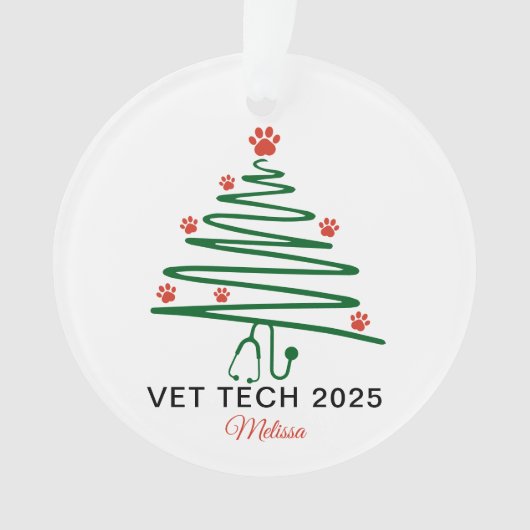 Vet Tech Christmas Tree Ornament (voorkant)