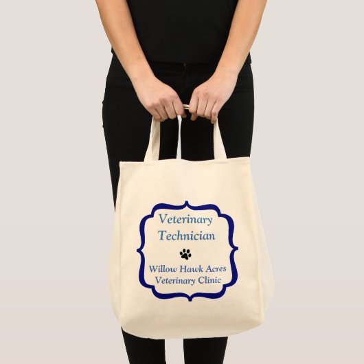 Vet Tech/Clinic-Blue Bracket-Black Paw Print Tote Bag (Voorkant (product))