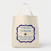 Vet Tech/Clinic-Blue Bracket-Black Paw Print Tote Bag (Voorkant)