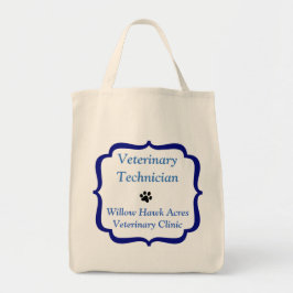 Vet Tech/Clinic-Blue Bracket-Black Paw Print Tote Bag