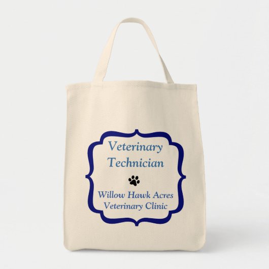 Vet Tech/Clinic-Blue Bracket-Black Paw Print Tote Bag (Voorkant)
