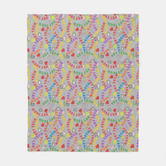 Vet Tech Colorful Lettering Fleece Deken (Voorkant)
