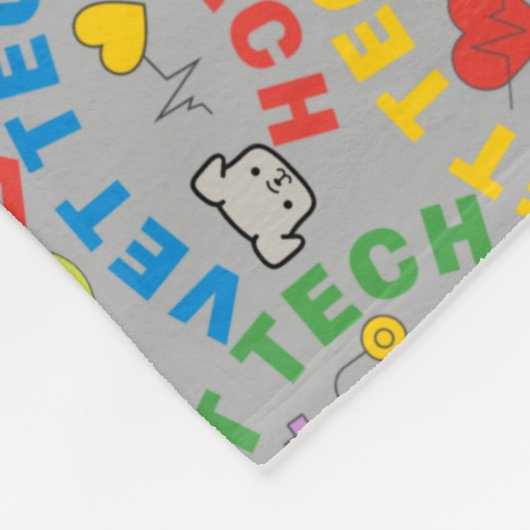 Vet Tech Colorful Lettering Fleece Deken (Hoek)
