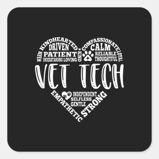 Vet tech, dierenarts tech, dierenarts technicus vierkante sticker (Voorkant)