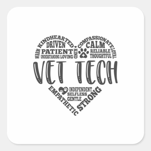 Vet tech, dierenarts tech, dierenarts technicus vierkante sticker (Voorkant)