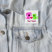 Vet Tech Dog & Cat met hart Vierkante Button 5,1 Cm (In situ)
