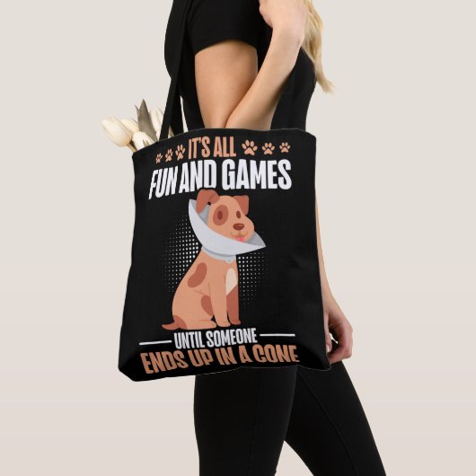 Vet Tech Dog Cone Humor Veterinarian Tote Bag (Dichtbij)