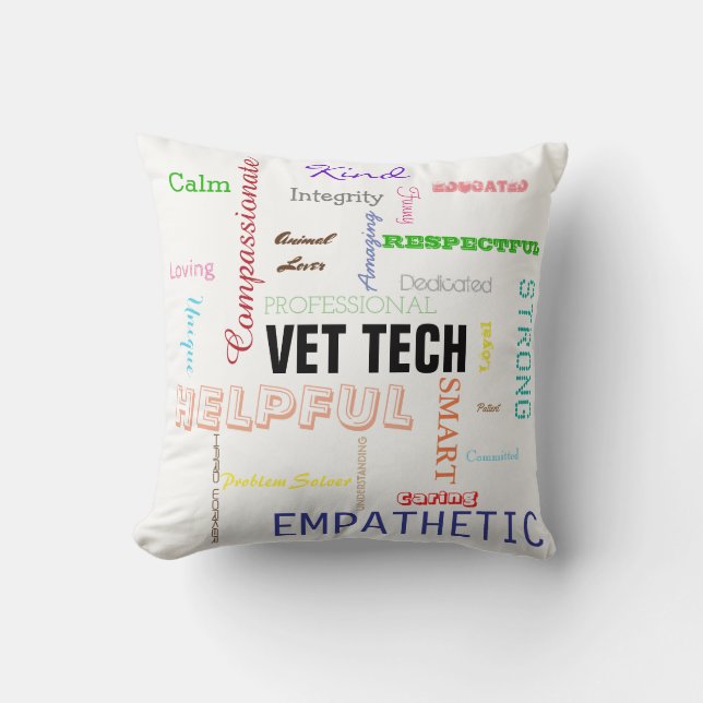 Vet Tech Gift Attributes vertrekt Bright Typografi Kussen (Voorkant)