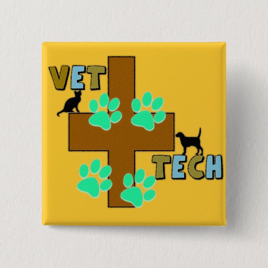 Vet Tech Gift Vierkante Button 5,1 Cm (Voorkant)