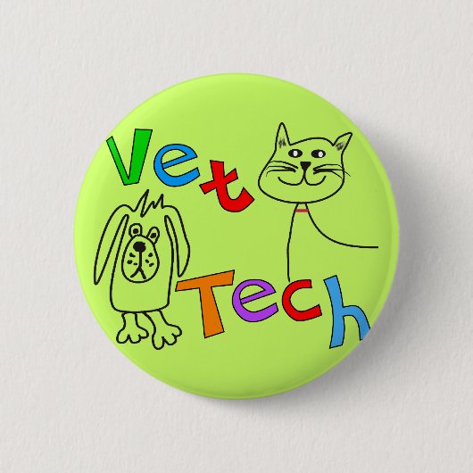 Vet Tech Gifts, veterinair technicus Ronde Button 5,7 Cm (Voorkant)