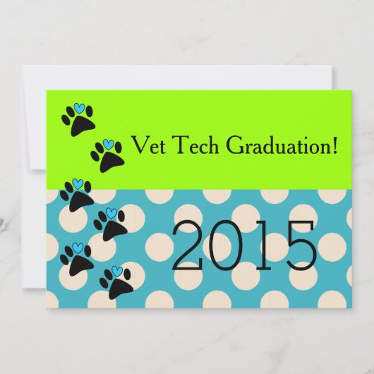 Vet Tech Graduation Invitations Limoen en Blue 8 Kaart (Voorkant)