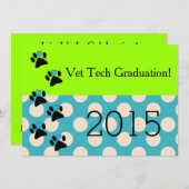 Vet Tech Graduation Invitations Limoen en Blue 8 Kaart (Voorkant / Achterkant)