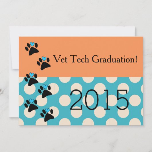 Vet Tech Graduation Invitations Oranje and Blue Kaart (Voorkant)
