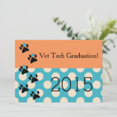 Vet Tech Graduation Invitations Oranje and Blue Kaart (Staand voorkant)