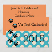 Vet Tech Graduation Invitations Oranje and Blue Kaart (Voorkant / Achterkant)