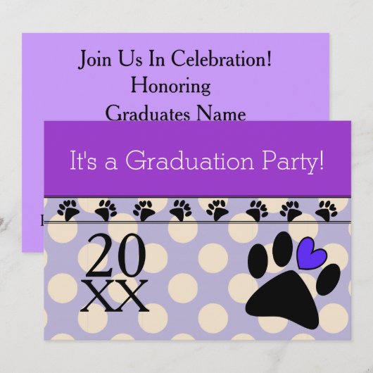 Vet Tech Graduation Invitations Paars Kaart (Voorkant / Achterkant)