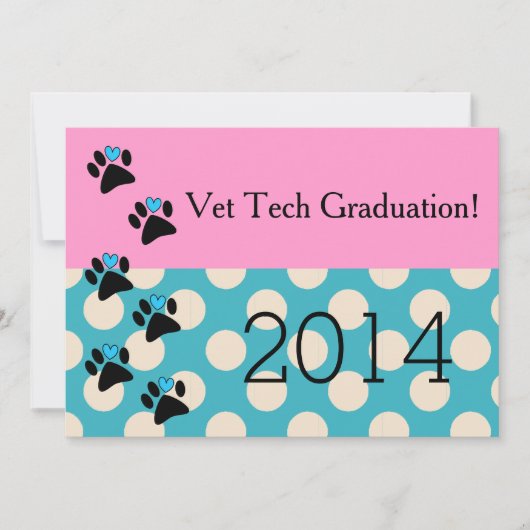 Vet Tech Graduation Invitations Pink and Blue Kaart (Voorkant)
