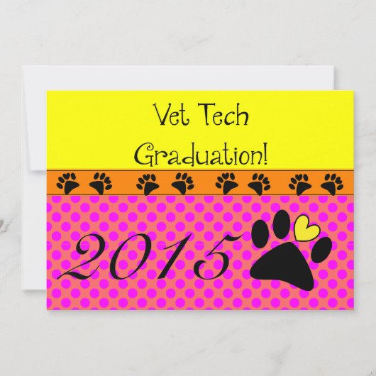 Vet Tech Graduation Invitations Polka Dots Kaart (Voorkant)