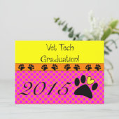 Vet Tech Graduation Invitations Polka Dots Kaart (Staand voorkant)